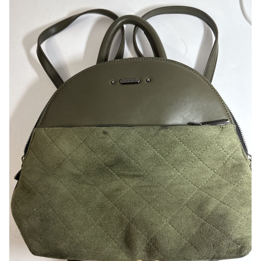 DAVID‎ JONES Paris Backpack Green Fold Over Snap Closure Handbag - Preowned